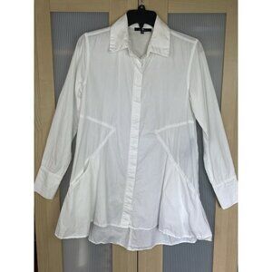 7 For All Mankind Women's White Cotton Hi-Low Ruffles Tunic Top Size XS Casual
